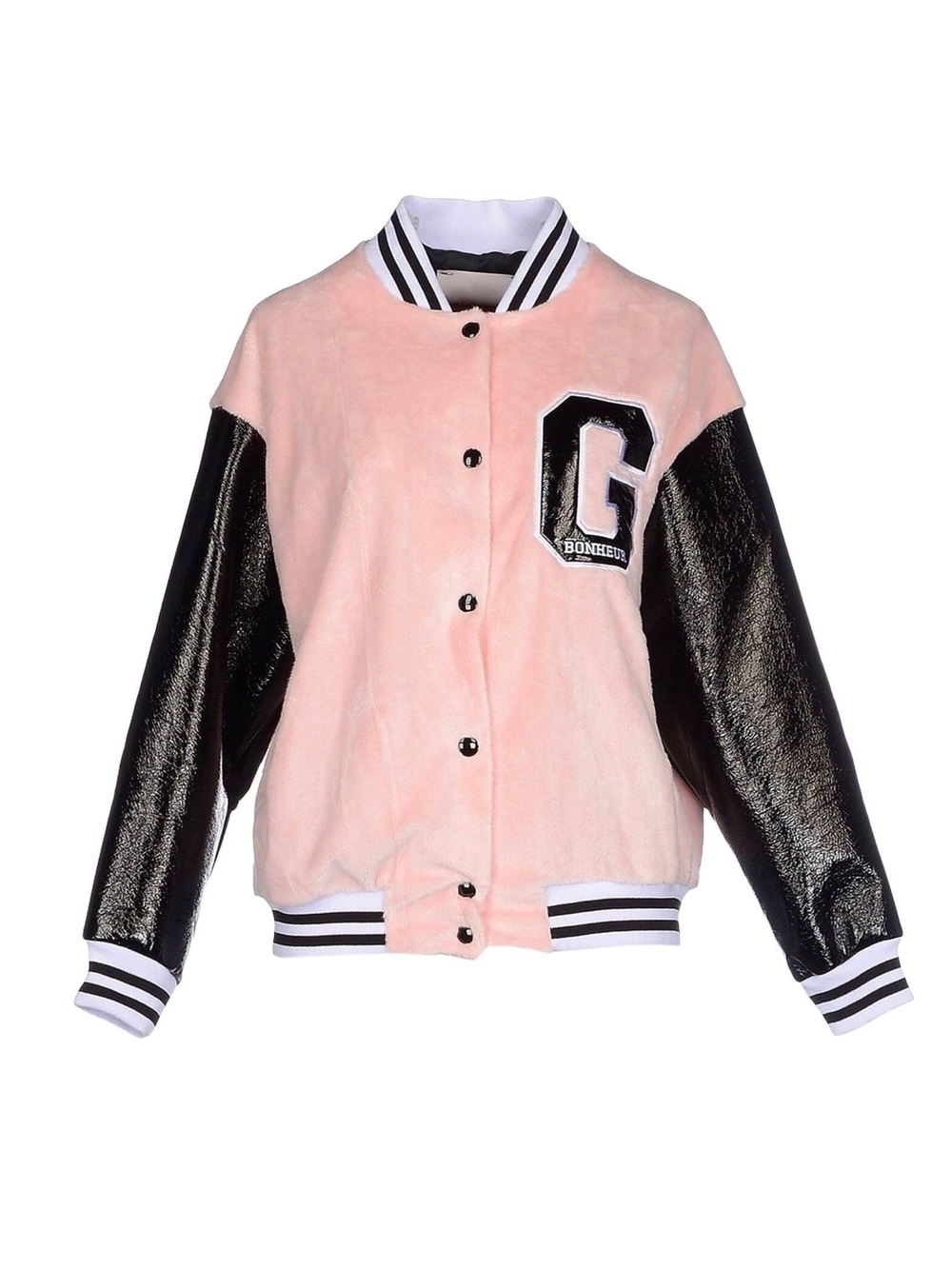 Pink & Black Varsity-Style Bomber Jacket